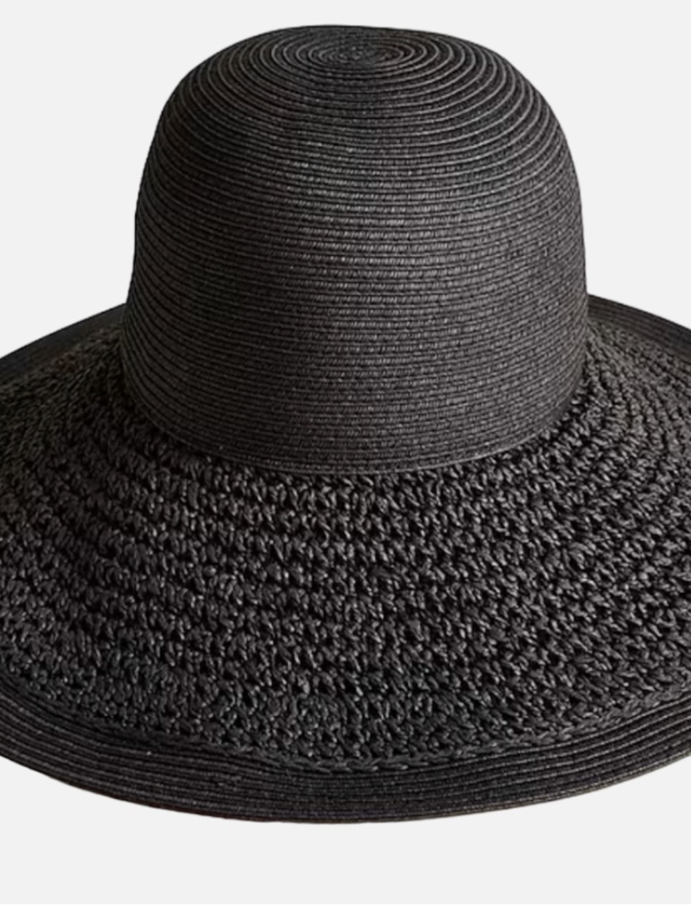 J. Crew Black Wide-Brim Straw Hat